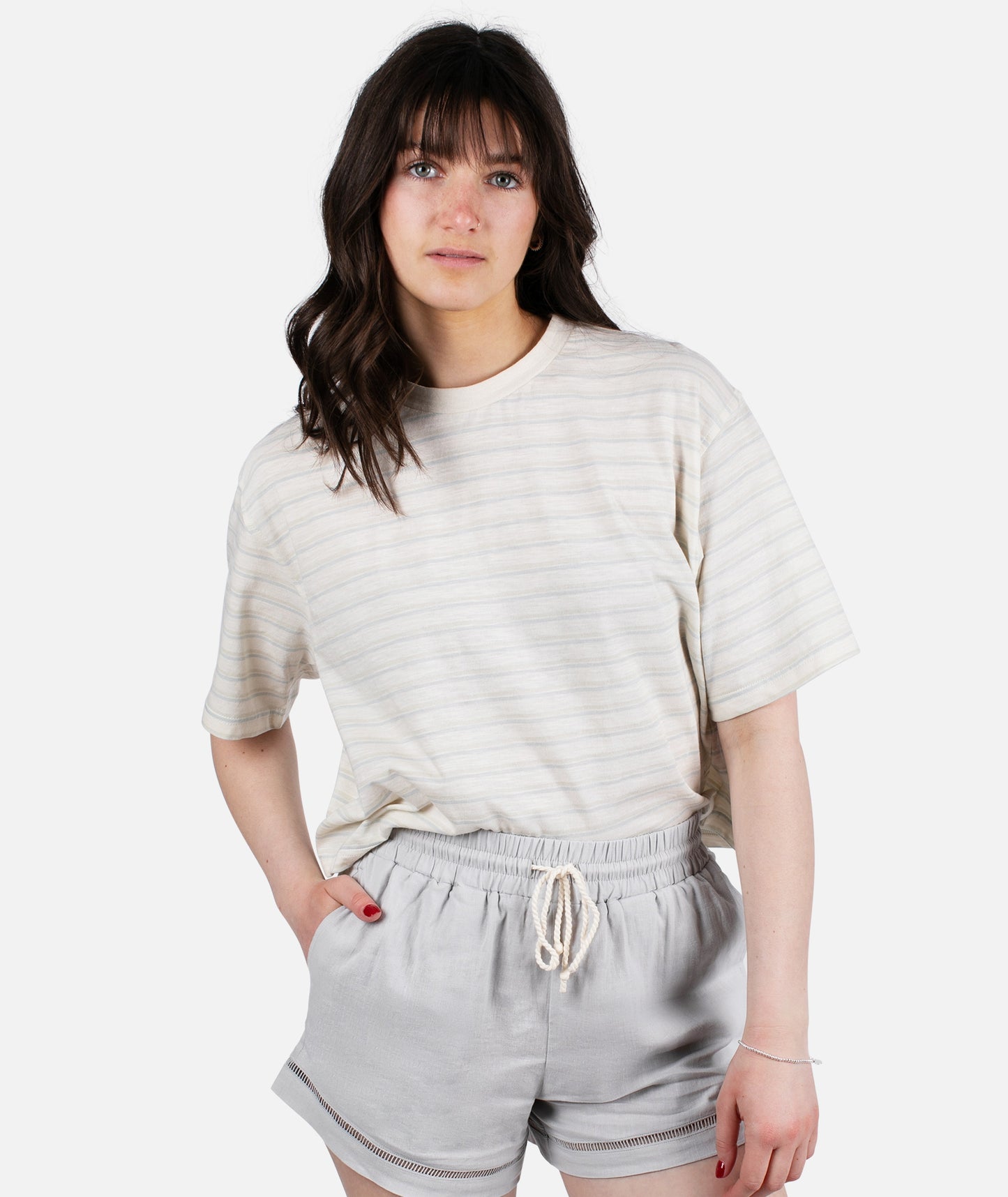 Avalon Striped Tee - White