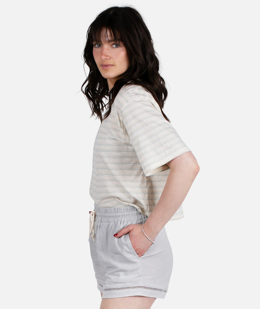 Avalon Striped Tee - White